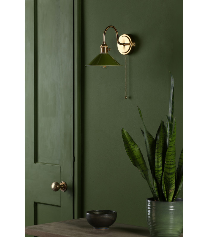 Dome Wall Light Natural Brass With Olive Green Shade-4