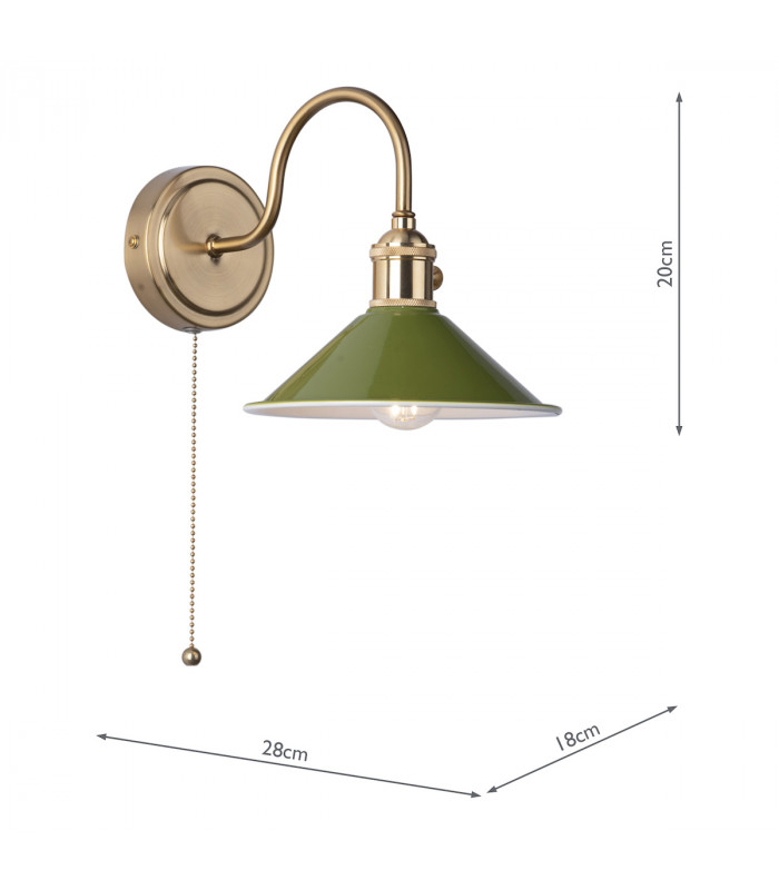 Dome Wall Light Natural Brass With Olive Green Shade-5