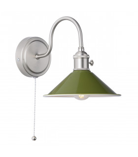 Dome Wall Light Antique Chrome With Olive Green Shade-1