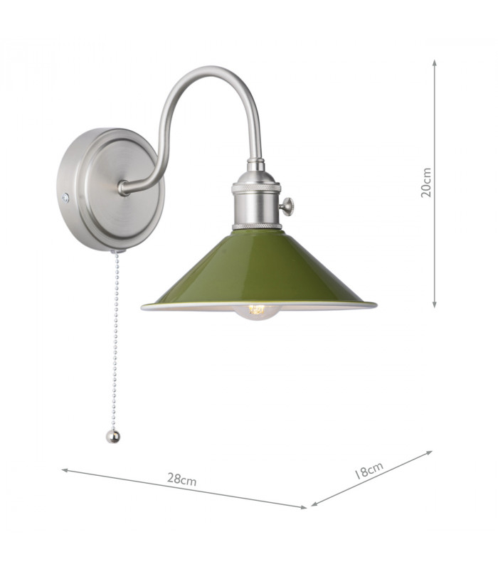 Dome Wall Light Antique Chrome With Olive Green Shade-3