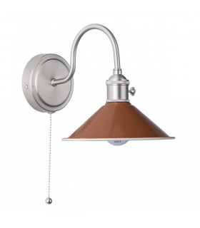 Dome Wall Light Antique Chrome With Umber Shade-2