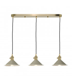 Brass Bar Suspension Pendant 3 Light With Cashmere Dome Shades-1
