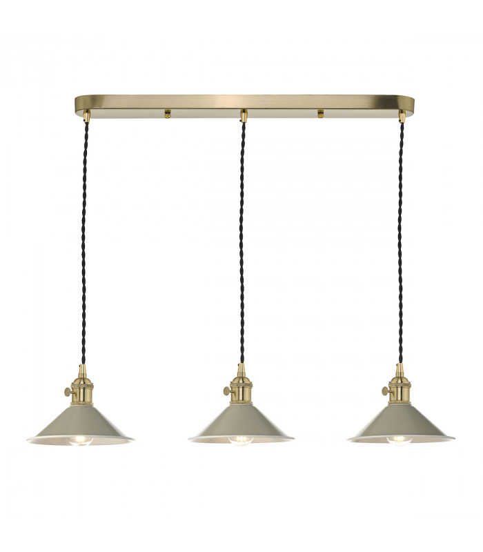 Brass Bar Suspension Pendant 3 Light With Cashmere Dome Shades-1