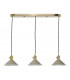 Brass Bar Suspension Pendant 3 Light With Cashmere Dome Shades-2