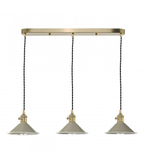 Brass Bar Suspension Pendant 3 Light With Cashmere Dome Shades-2