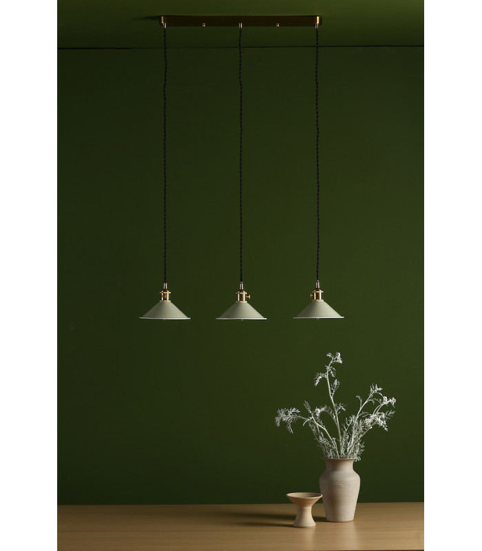 Brass Bar Suspension Pendant 3 Light With Cashmere Dome Shades-4