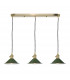 Brass Bar Suspension Pendant 3 Light With Olive Green Dome Shades-1