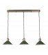 Brass Bar Suspension Pendant 3 Light With Olive Green Dome Shades-2