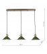 Brass Bar Suspension Pendant 3 Light With Olive Green Dome Shades-5