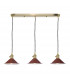 Brass Bar Suspension Pendant 3 Light With Umber Dome Shades-1