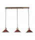 Brass Bar Suspension Pendant 3 Light With Umber Dome Shades-2