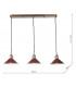 Brass Bar Suspension Pendant 3 Light With Umber Dome Shades-3
