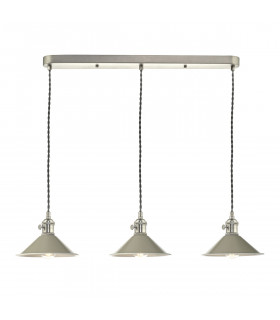 Antique Chrome Bar Suspension Pendant 3 Light With Cashmere Dome Shades-1