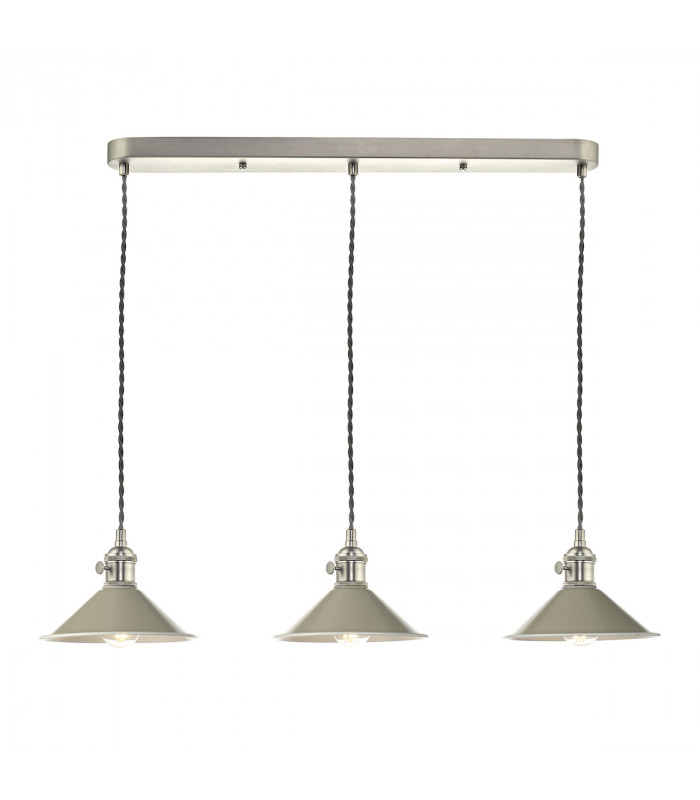 Antique Chrome Bar Suspension Pendant 3 Light With Cashmere Dome Shades-1