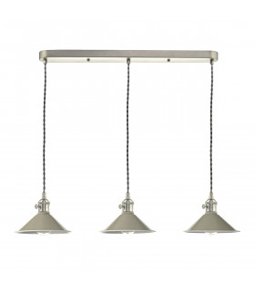 Antique Chrome Bar Suspension Pendant 3 Light With Cashmere Dome Shades-2