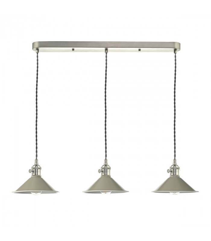 Antique Chrome Bar Suspension Pendant 3 Light With Cashmere Dome Shades-2