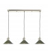Antique Chrome Bar Suspension Pendant 3 Light With Olive Green Dome Shades-1