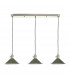 Antique Chrome Bar Suspension Pendant 3 Light With Olive Green Dome Shades-2