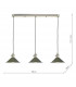 Antique Chrome Bar Suspension Pendant 3 Light With Olive Green Dome Shades-3