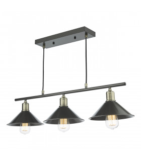 Bar Pendant 3 Dome Light Graphite Antique Brass-1