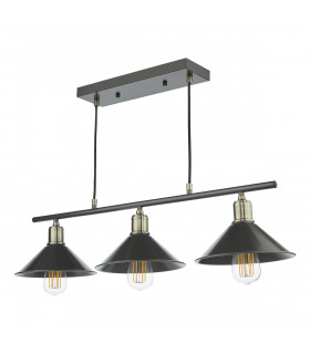 Bar Pendant 3 Dome Light Graphite Antique Brass-2