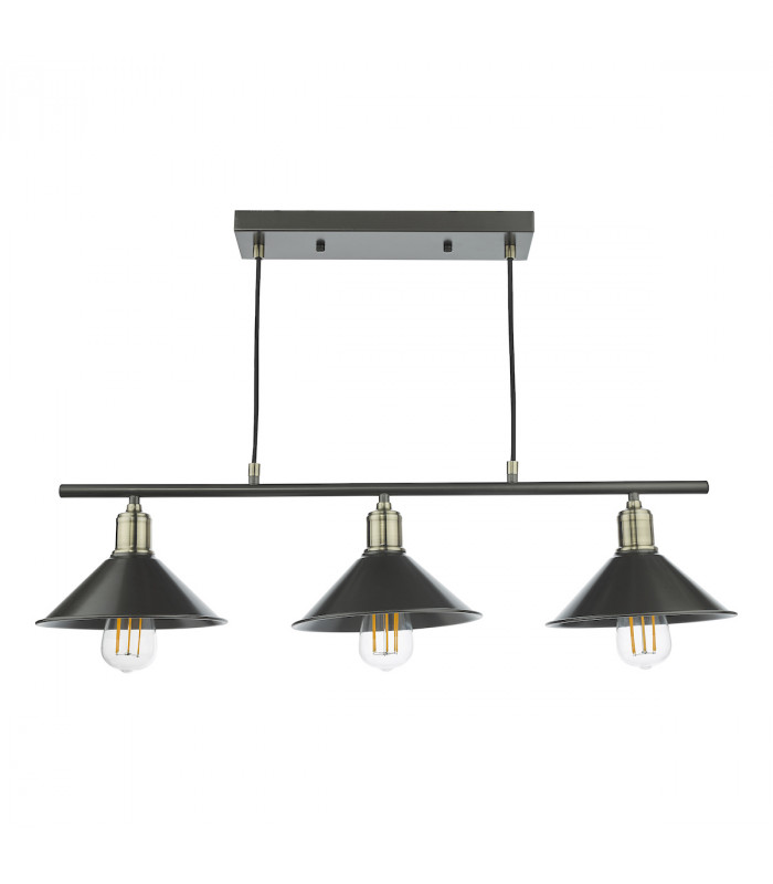 Bar Pendant 3 Dome Light Graphite Antique Brass-4