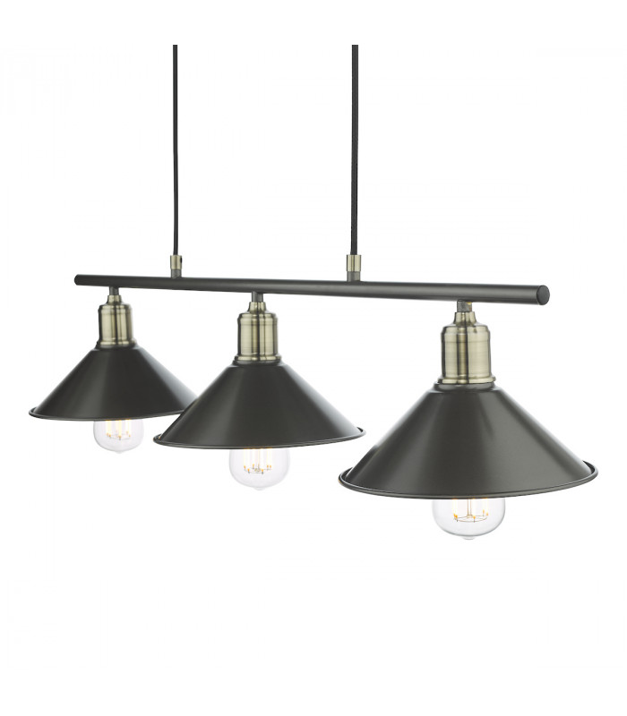 Bar Pendant 3 Dome Light Graphite Antique Brass-5