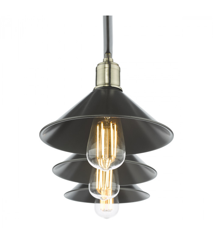 Bar Pendant 3 Dome Light Graphite Antique Brass-6