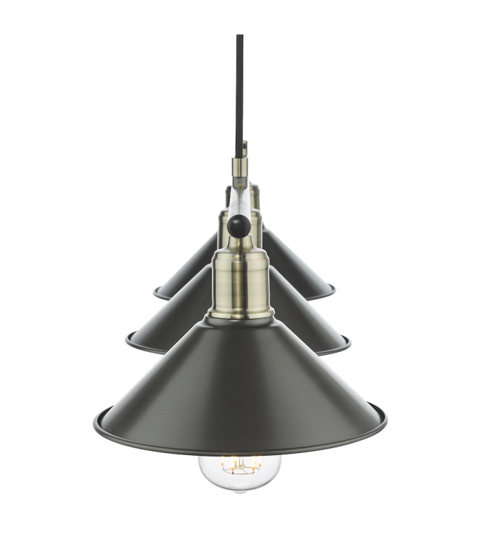 Bar Pendant 3 Dome Light Graphite Antique Brass-7