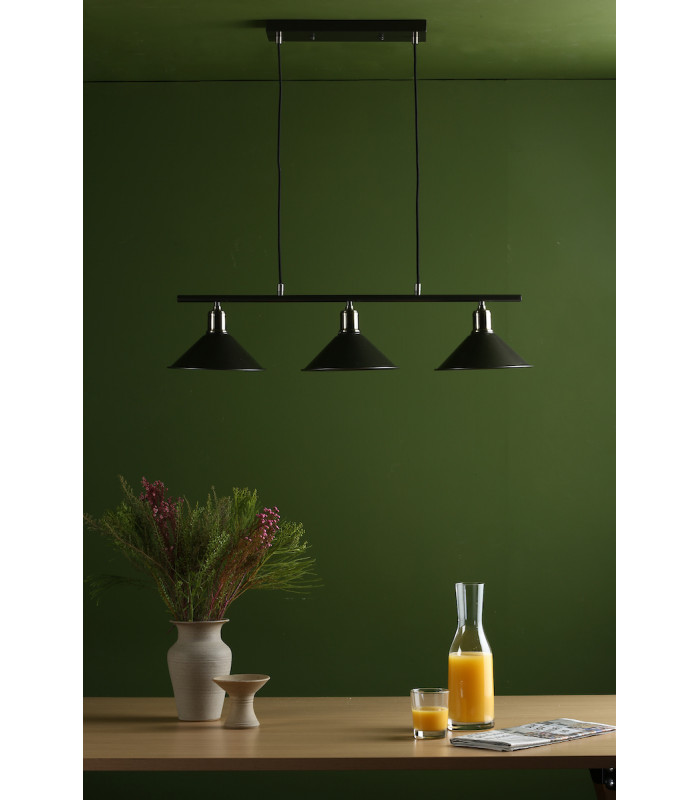 Bar Pendant 3 Dome Light Graphite Antique Brass-9