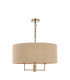 3 Light Chandelier Antique Brass Taupe Shade-1