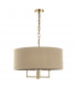 3 Light Chandelier Antique Brass Taupe Shade-2