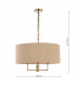 3 Light Chandelier Antique Brass Taupe Shade-3