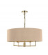 5 Light Chandelier Antique Brass Taupe Shade-1