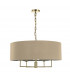 5 Light Chandelier Antique Brass Taupe Shade-2