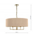 5 Light Chandelier Antique Brass Taupe Shade-3