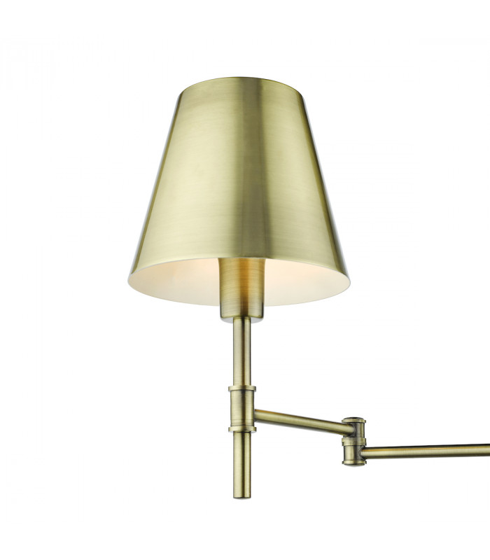 Adjustable 1 Light Swing Arm Wall Light Antique Brass-3
