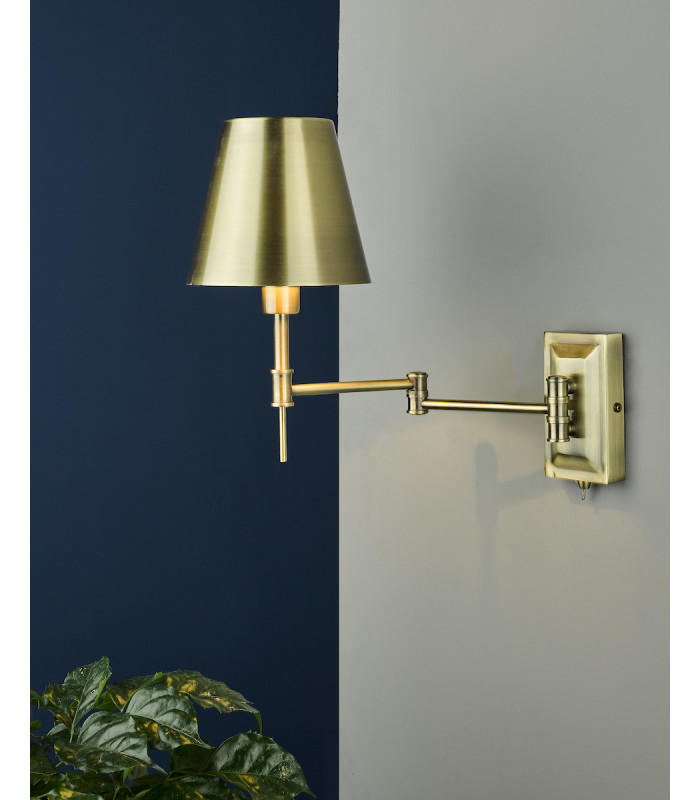 Adjustable 1 Light Swing Arm Wall Light Antique Brass-8