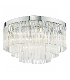 5 Light Flush Ceiling Light Polished Chrome Glass-1