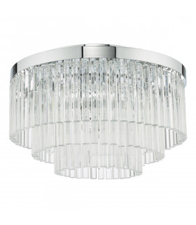 5 Light Flush Ceiling Light Polished Chrome Glass-2