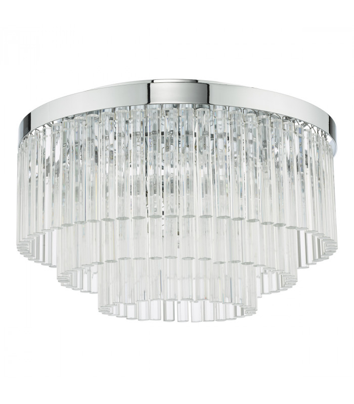 5 Light Flush Ceiling Light Polished Chrome Glass-2