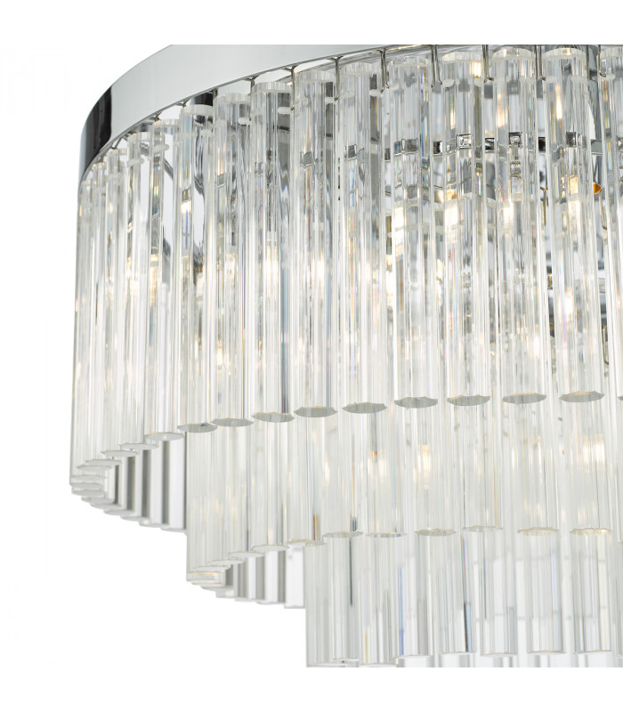 5 Light Flush Ceiling Light Polished Chrome Glass-3