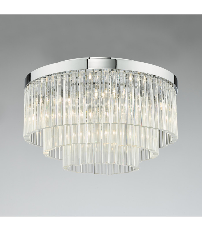 5 Light Flush Ceiling Light Polished Chrome Glass-6