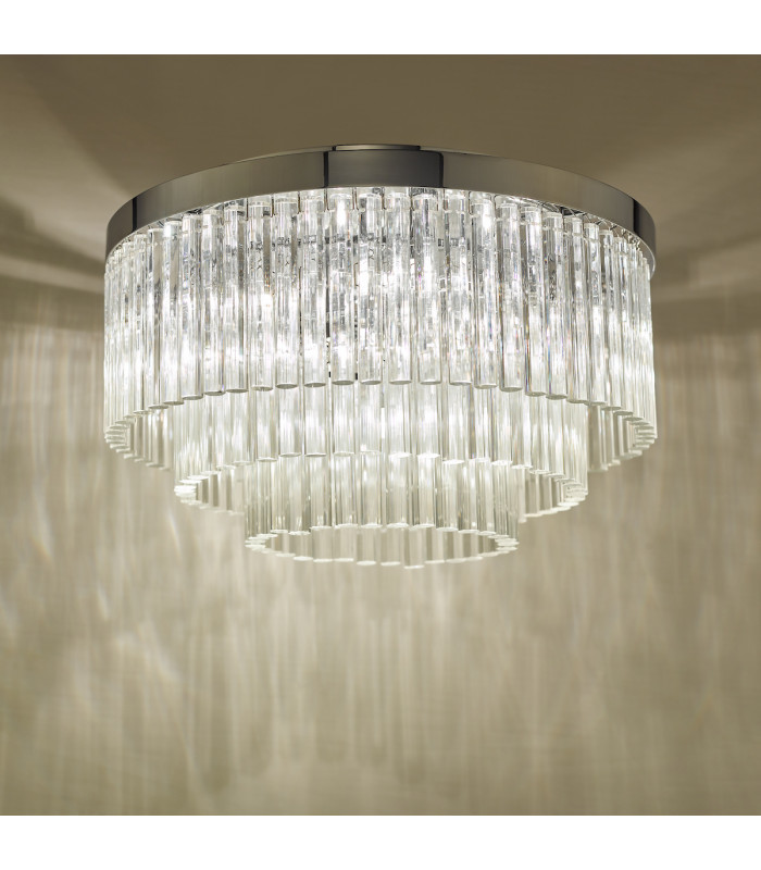 5 Light Flush Ceiling Light Polished Chrome Glass-7