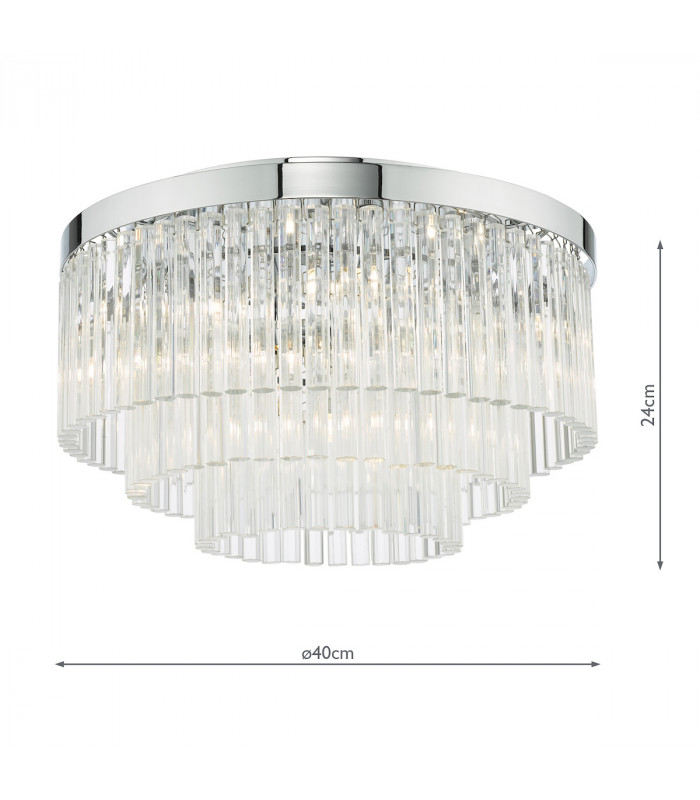 5 Light Flush Ceiling Light Polished Chrome Glass-9