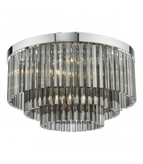 5 Light Flush Ceiling Light Polished Chrome Smoked Glass-1