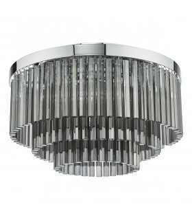5 Light Flush Ceiling Light Polished Chrome Smoked Glass-2
