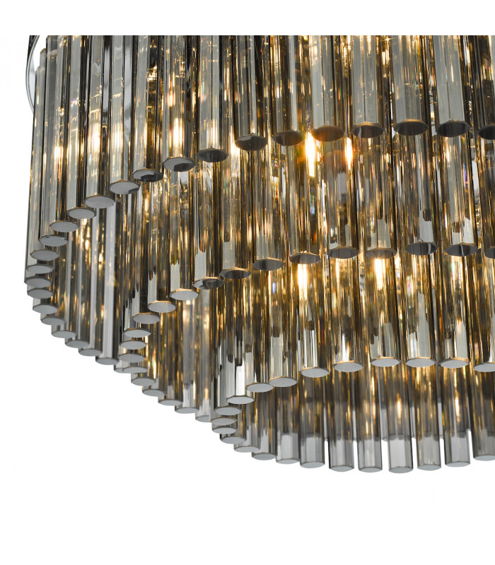 5 Light Flush Ceiling Light Polished Chrome Smoked Glass-3