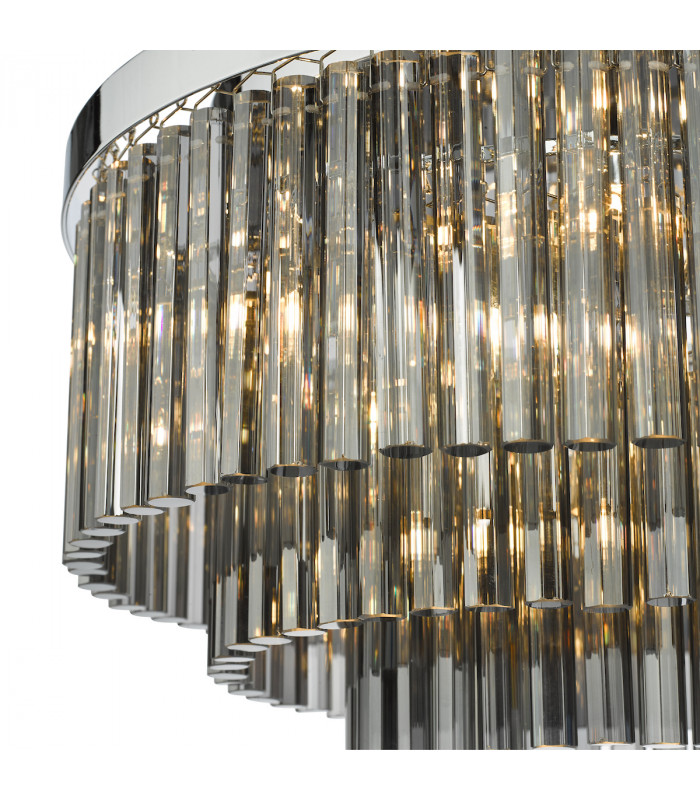 5 Light Flush Ceiling Light Polished Chrome Smoked Glass-5