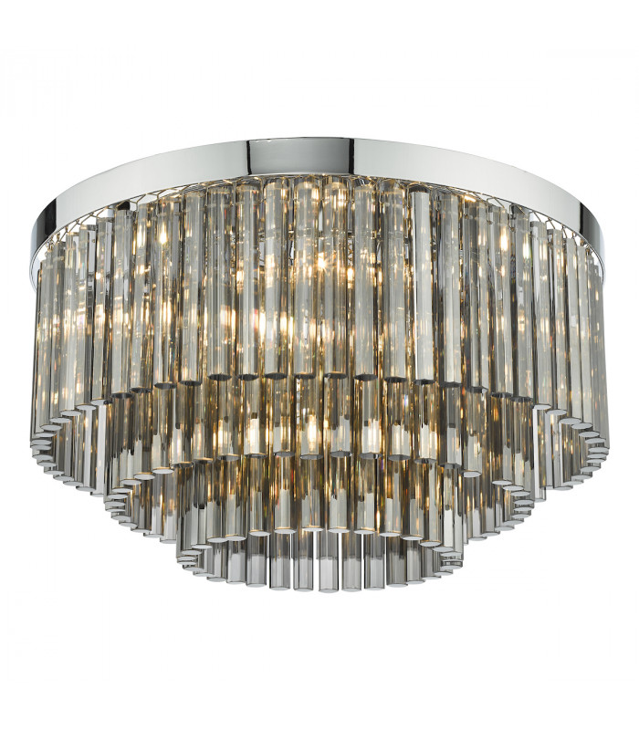 5 Light Flush Ceiling Light Polished Chrome Smoked Glass-6